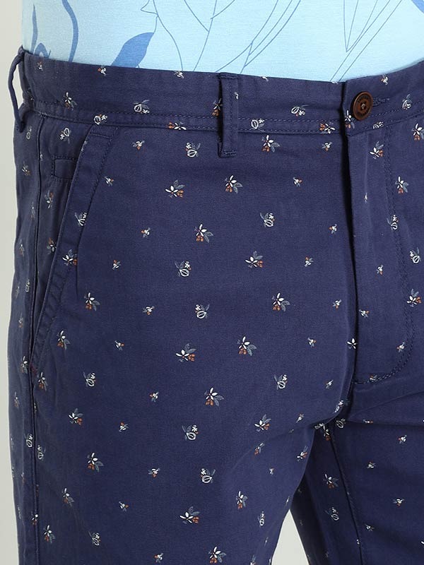 Indian Terrain Men's Slim Fit Printed Navy Shorts
